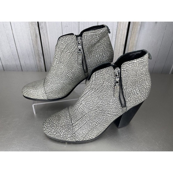 RAG & BONE Crackle Leather Newbury Double Zip Booties Boots Size 39.5 US 9.5 - Picture 1 of 8